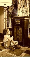 young girl listening to radio